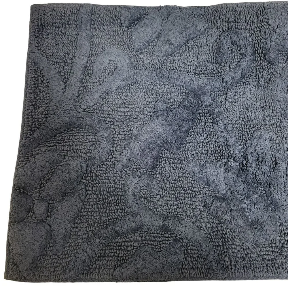 Sonoma Goods For Life Quinn Collection Bath Rug Navy Blue Paisley Inlay Pattern